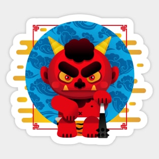 Red Oni Kawaii Sticker